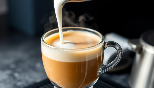 Pouring creamy milk into a cup of coffee, highlighting the best milk alternatives for coffee