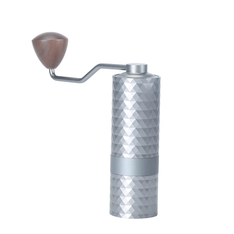 UK Espresso adjustable burr coffee grinder with sleek design and wooden handle for precise grinding