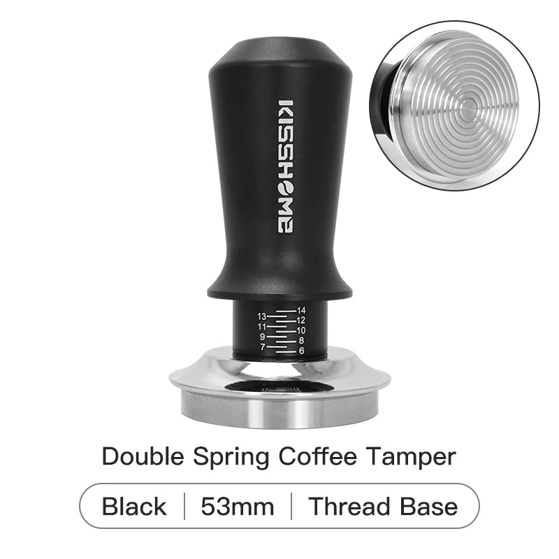My Store Double Spring Coffee Tamper in Black with 53mm Thread Base for Espresso Preparation