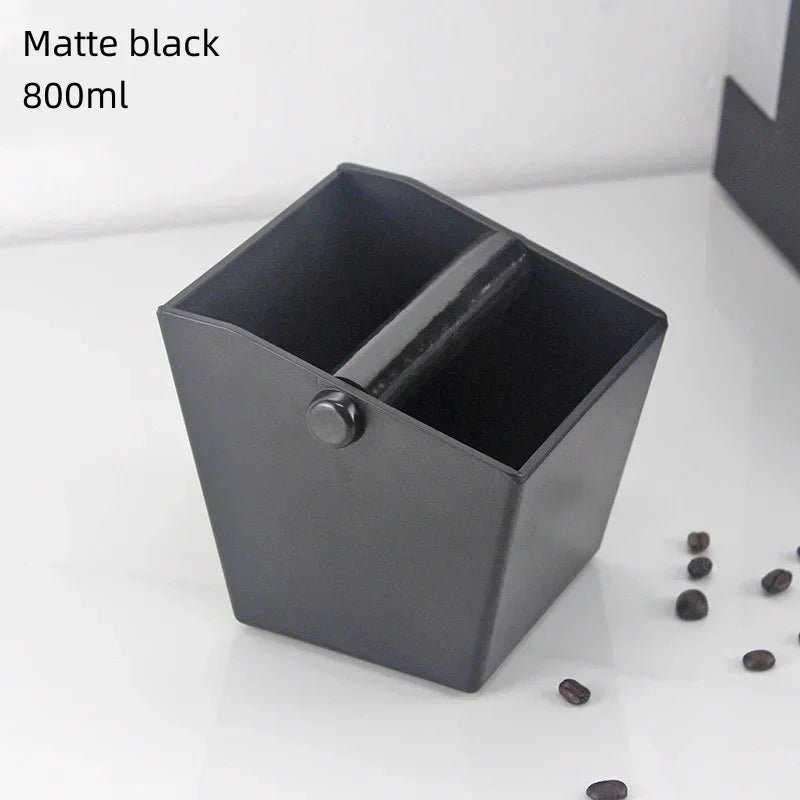 Matte black 800ml anti slip coffee knock box for easy espresso grounds disposal