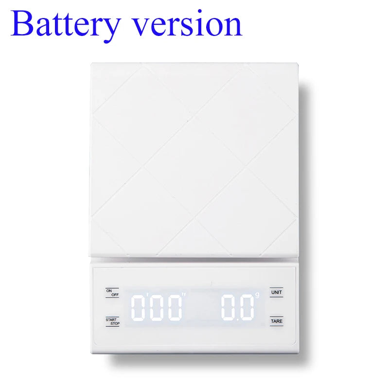 My Store Precision Kitchen Scale with Timer for Espresso, featuring a sleek white design and easy-to-read display