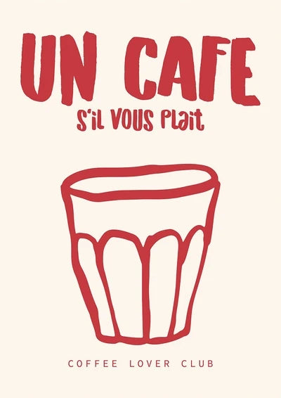 Retro espresso wall art featuring a red coffee cup design with playful text for coffee lovers