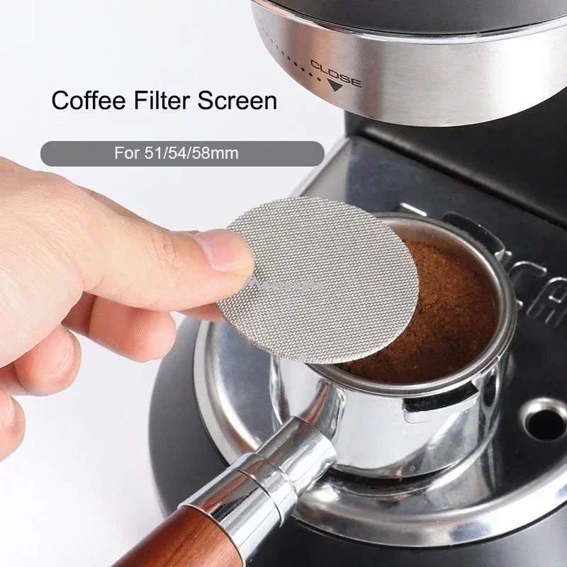 Reusable coffee filter screen designed for 51/54/58mm coffee machines with stainless steel material