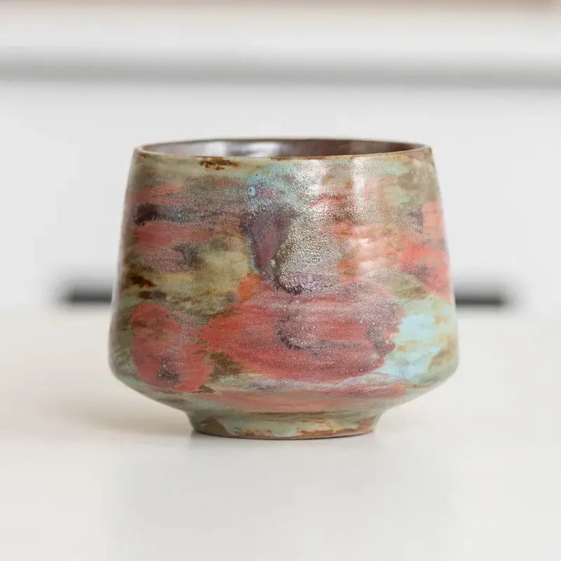 Handcrafted espresso cup in earthy tones, perfect for coffee lovers and compatible with all espresso machines