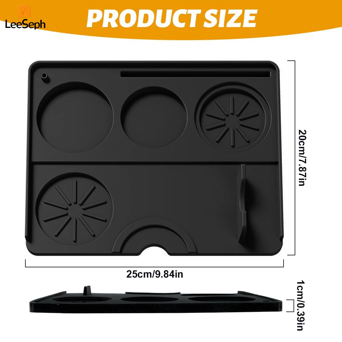 UK Espresso espresso tamping mat in black, 25x20 cm, for use with espresso machines and tools