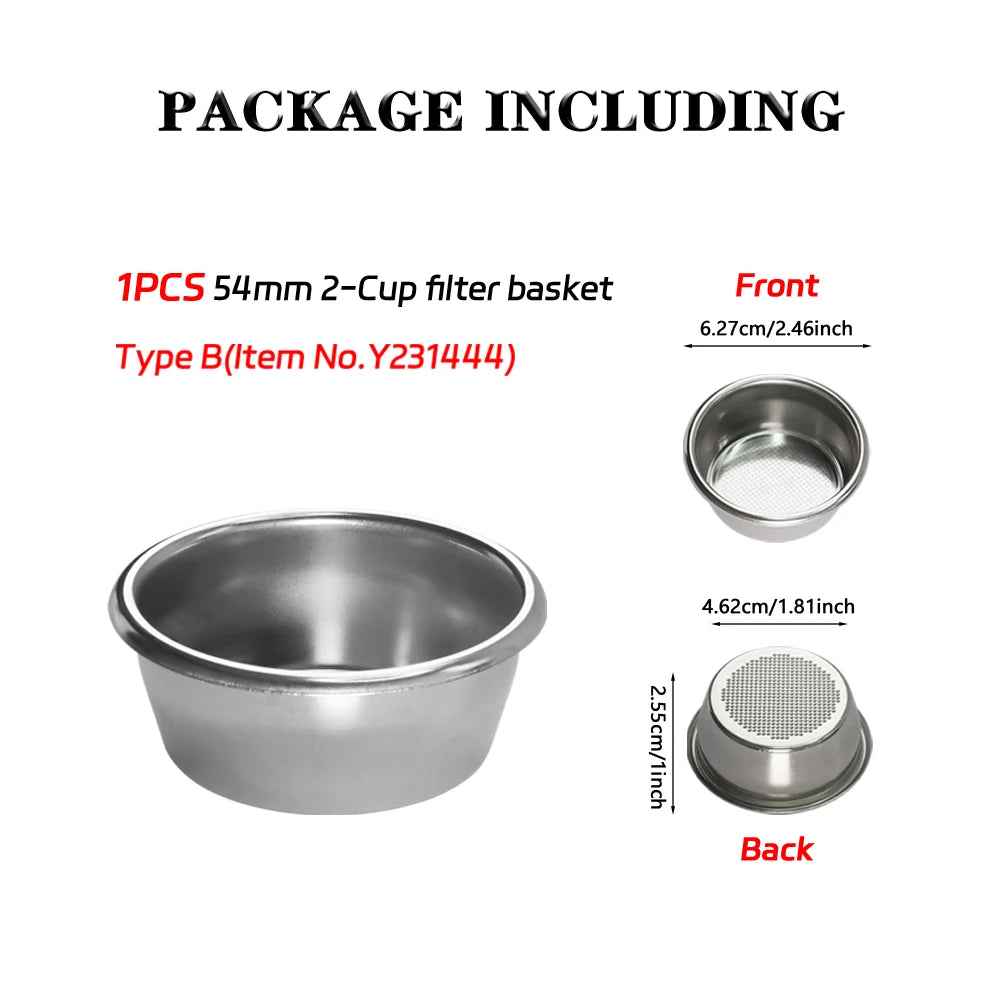 54mm coffee filter basket Breville Sage with stainless steel design for 2-cup brewing