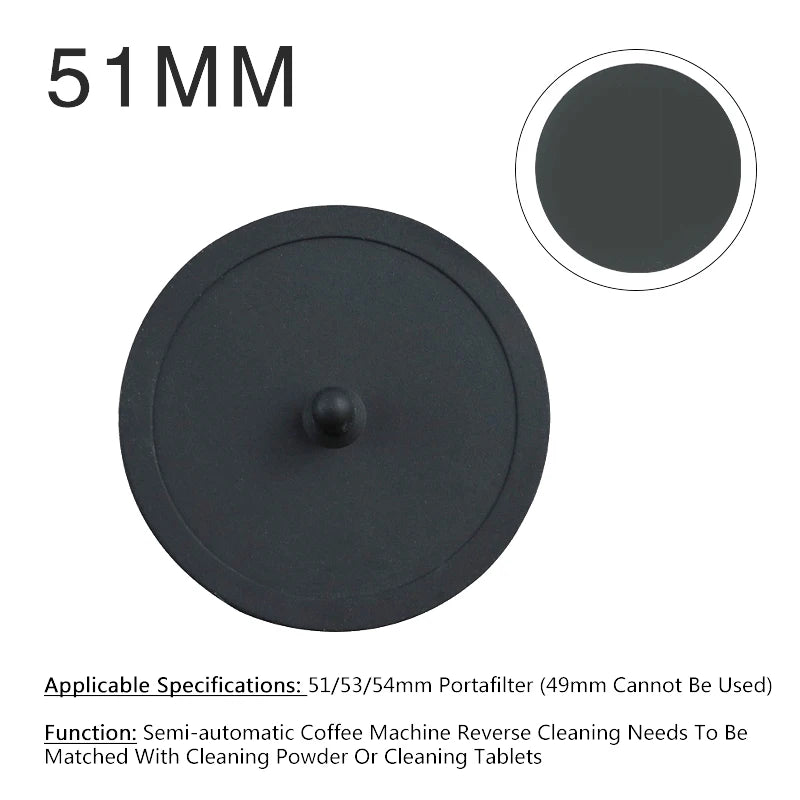 51mm backflush portafilter disc for 51, 53, and 54mm portafilters, compatible with semi-automatic coffee machines