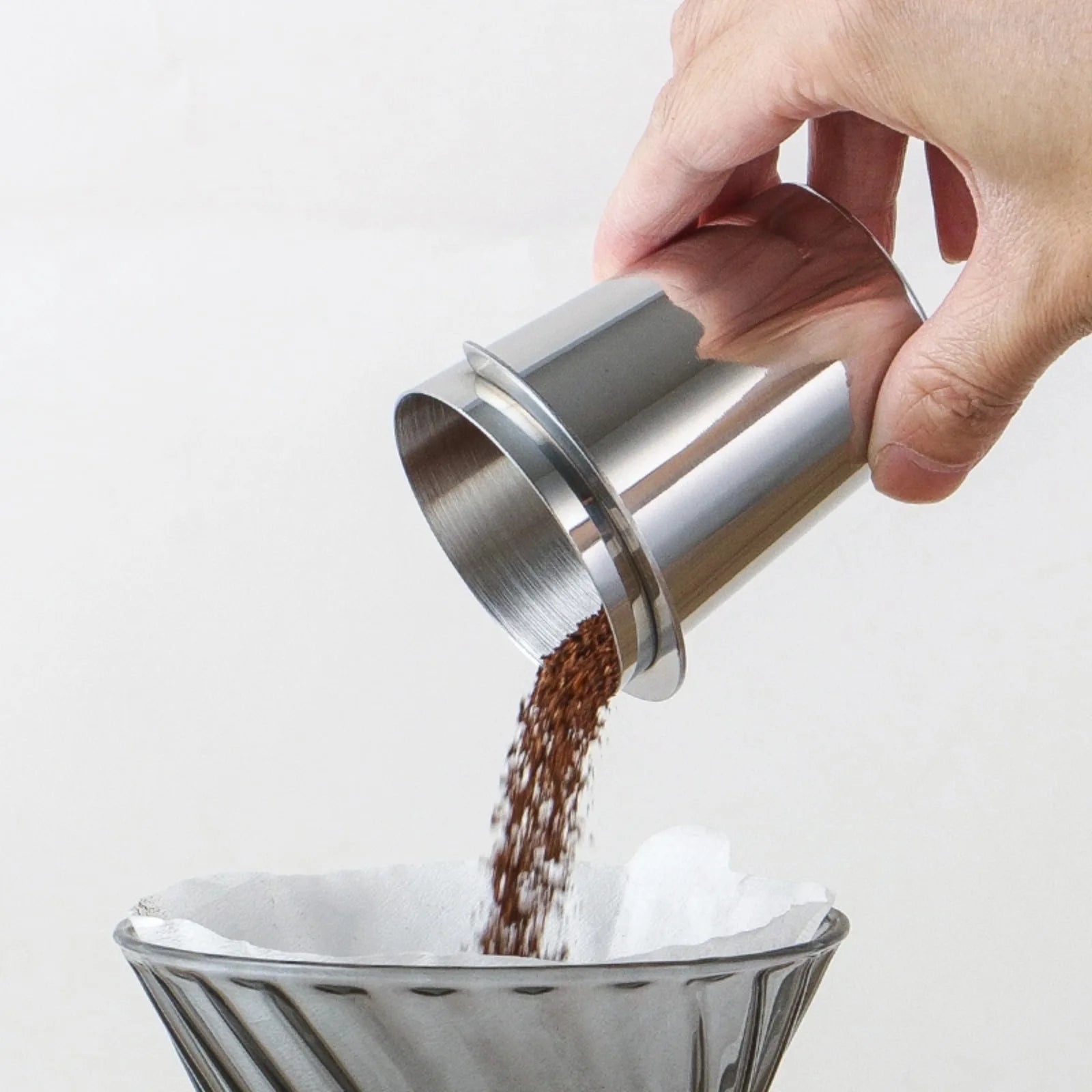 UK Espresso Stainless Steel Espresso Dosing Cup for precise coffee measurement, compatible with all espresso machines