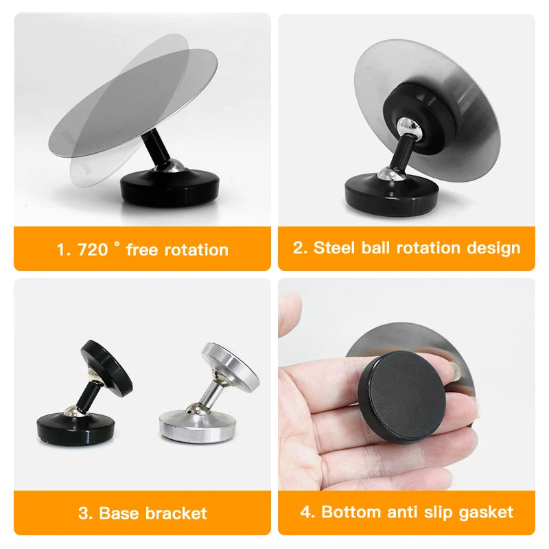 Espresso extraction mirror magnetic with 720° rotation and steel ball design for optimal viewing