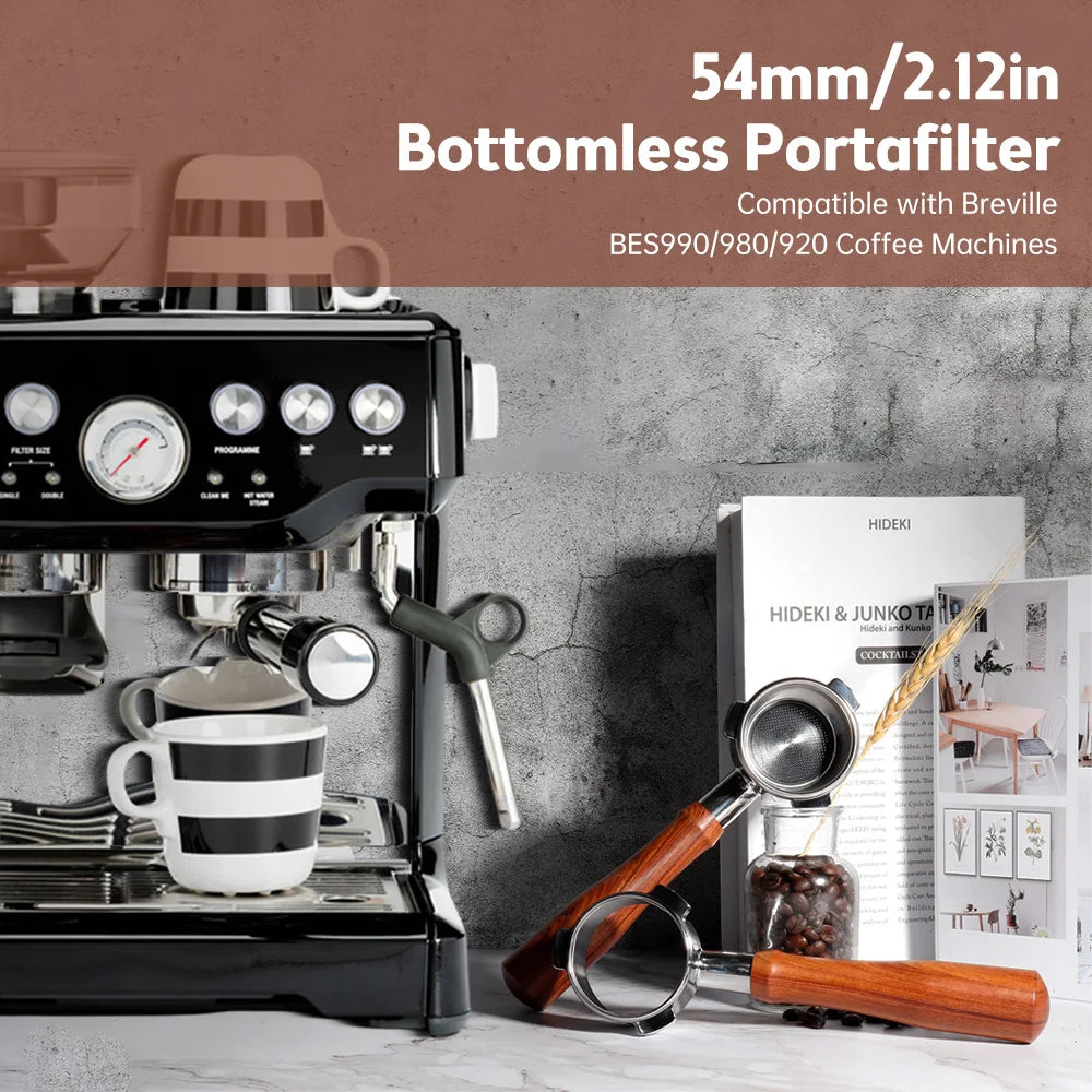 54mm bottomless portafilter compatible with Breville BES990/980/920 coffee machines