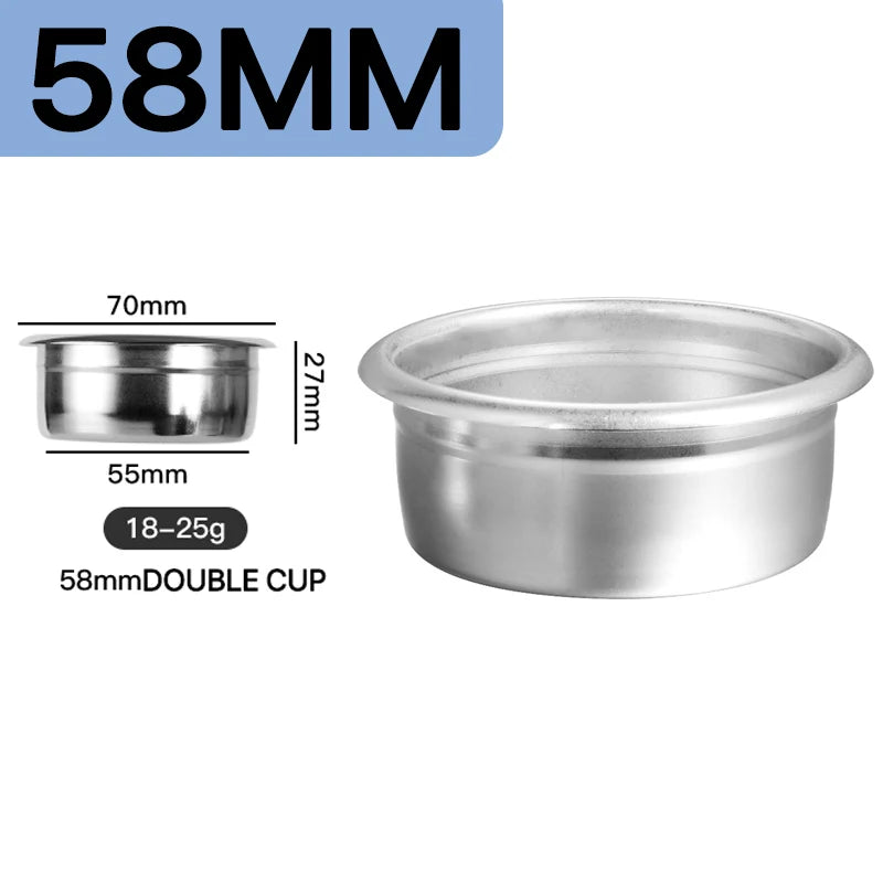 58mm stainless portafilter basket for espresso machines, compatible with 51mm 54mm 58mm stainless portafilter