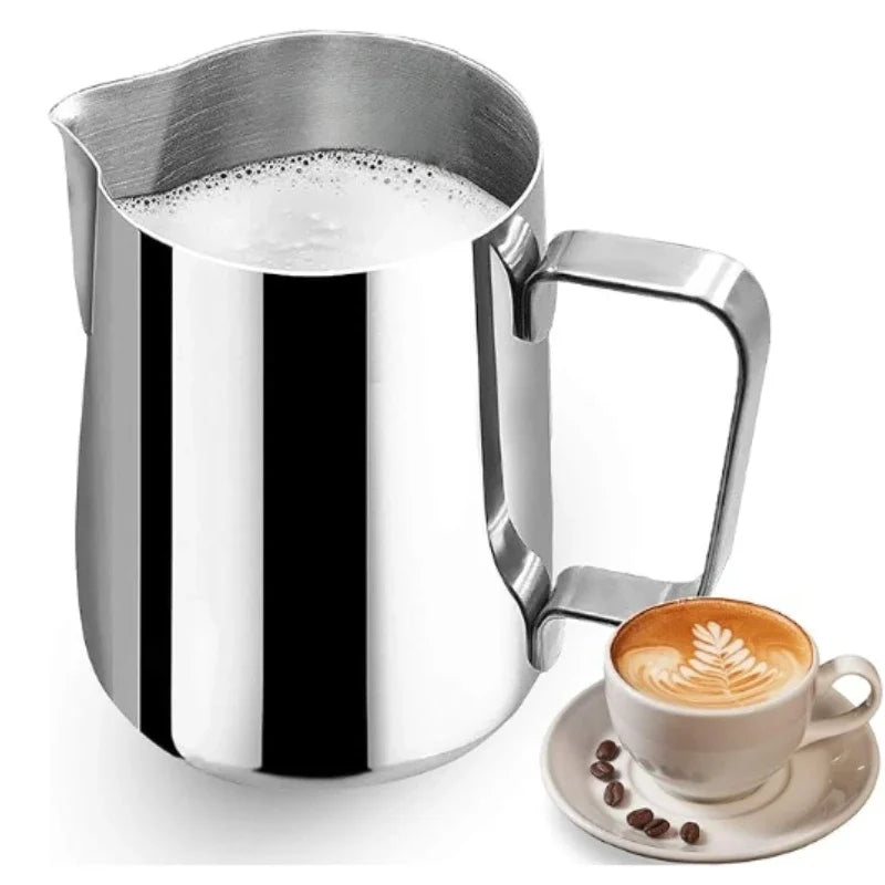 UK Espresso stainless steel milk frothing jug for creating perfect latte art and frothy beverages